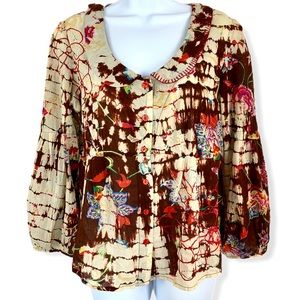 Tianello Tie Dye Embroidered button blouse Floral